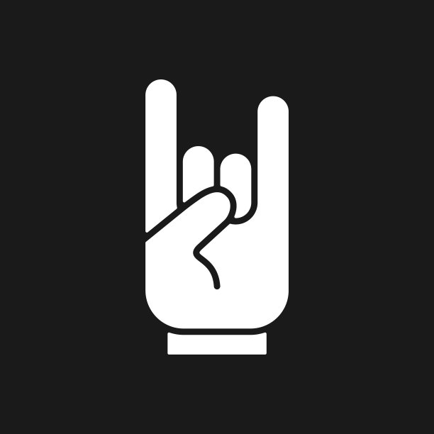 摇滚手势图标。魔鬼角信号。重金属音乐符号。鼠标点击光标logo剪影。矢量插图形象。图片下载