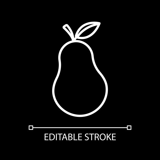 梨白色线性图标为黑暗的主题图片下载