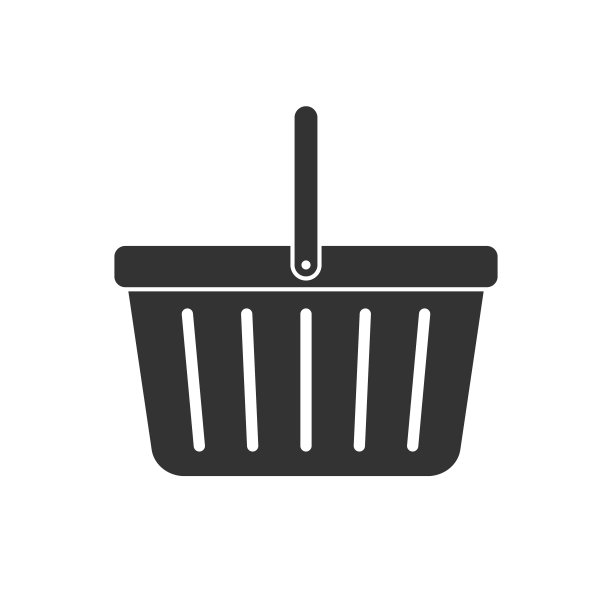 购物篮图标象征。网上商店按钮。网上商店标志标志。矢量插图形象。白色背景上孤立的黑色剪影。图片下载