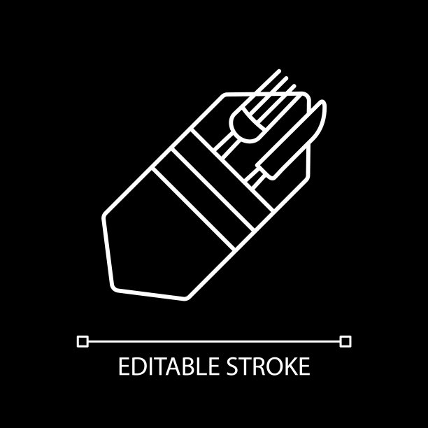 餐具白色线性图标为黑色主题图片下载