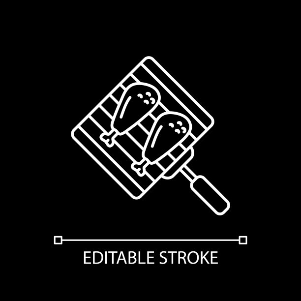 烤鸡腿白色线形图标为图片下载