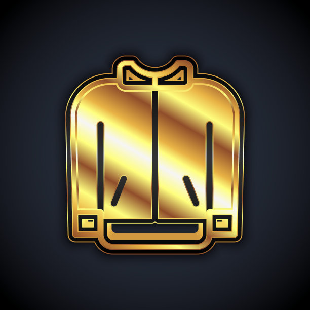 金色棒球t恤图标孤立在黑色背景。棒球衫，运动制服，拉格兰t恤运动。向量图片下载