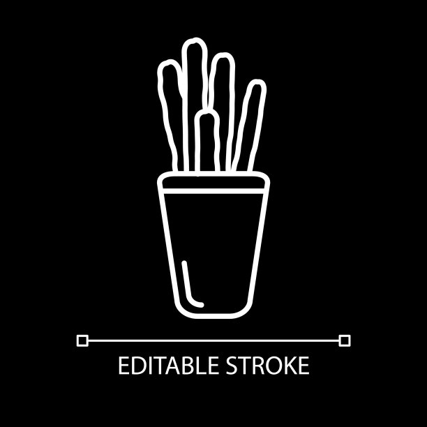 面包棒白色线性图标为黑暗主题图片下载