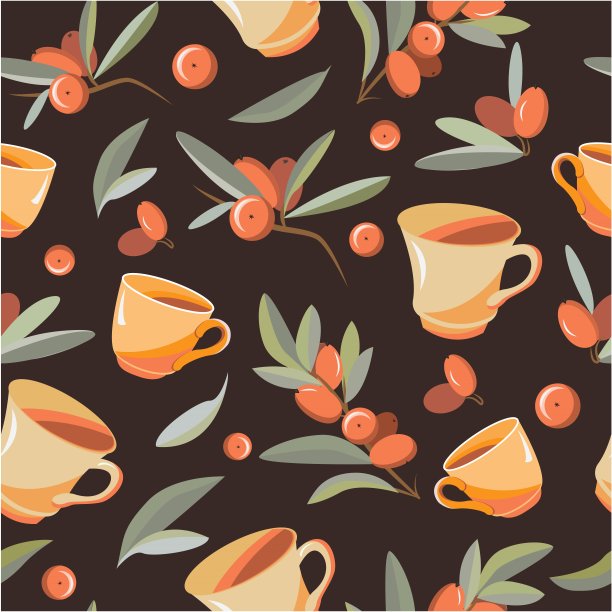 植物无缝图案在黑暗的背景图片下载