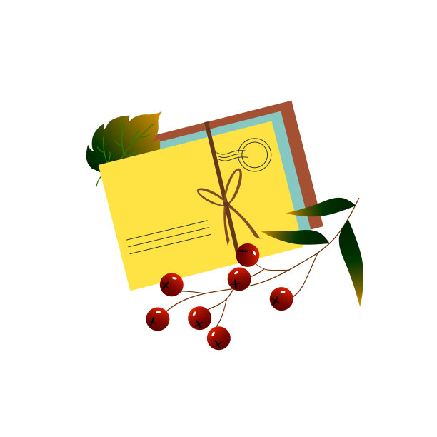 一套秋叶信封。矢量插图。图片下载