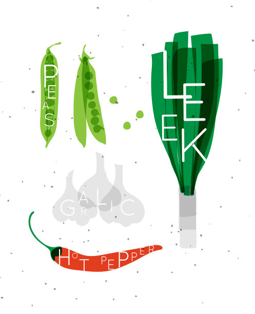 蔬菜集豌豆，韭菜，大蒜，辣椒图片下载