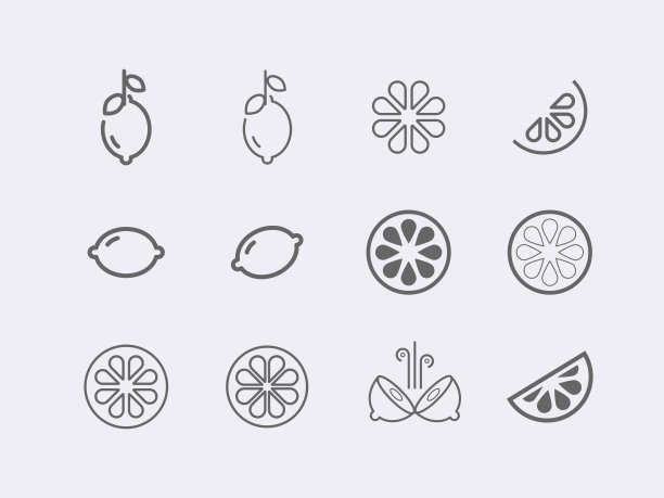 柑橘线向量图标设置图片下载