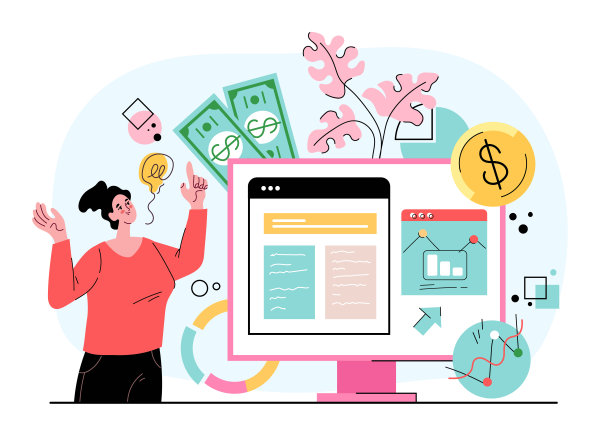 会计财务服务教育计算利润。财税管理服务理念。现代风格的平面卡通插图图片下载