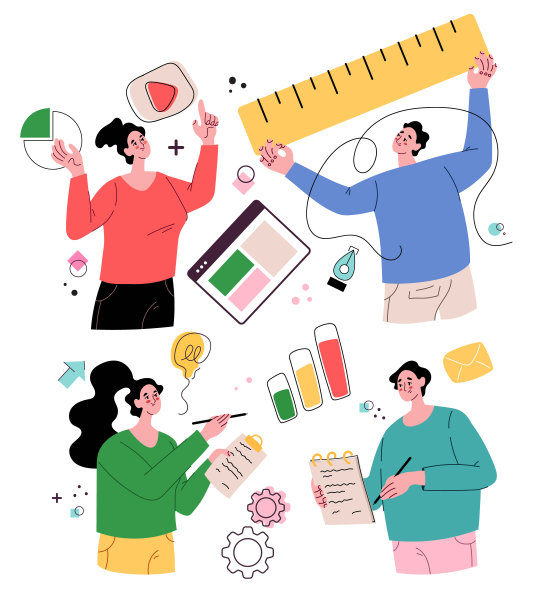 业务流程男人女人字符使用互联网。现代风格的平面卡通图形插图集图片下载