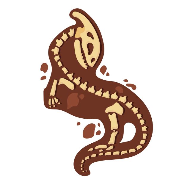 卡通恐龙骨架。地下史前动物的骨头。考古学。矢量插图孤立在白色背景。图片下载
