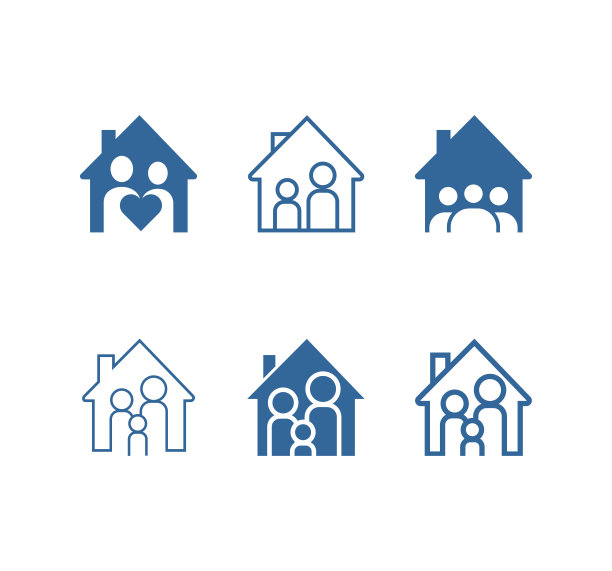 待在家里图标矢量图标设置图片下载