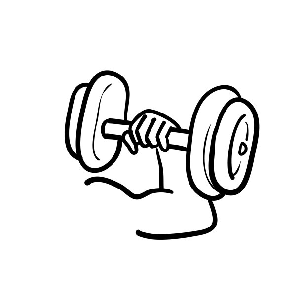 手画涂鸦手举哑铃图片下载