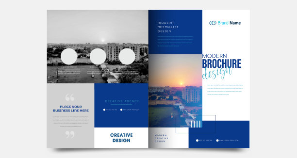 几何房地产宣传册设计模板。商业传单宣传册设计模板图片下载