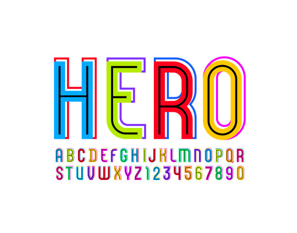 3d字体与漫画风格的彩色字母图片下载