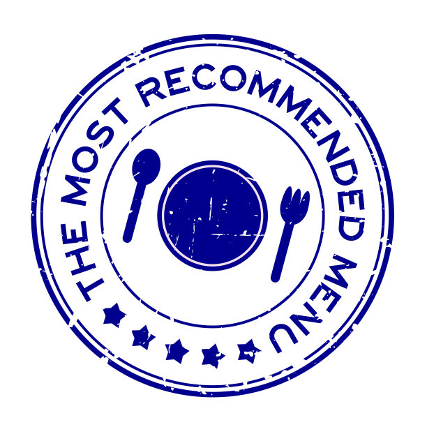 最推荐的菜单字与菜，匙和叉图标橡胶印章印章在白色背景图片下载