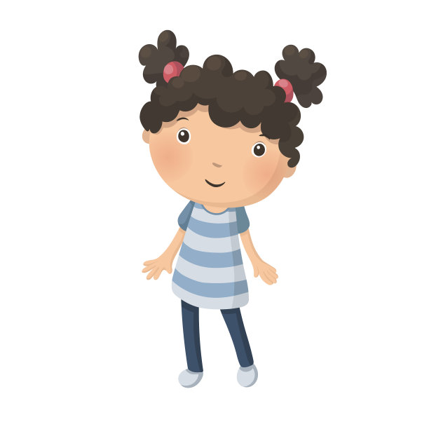 可爱的漂亮的年轻卷毛女孩在条纹t短裤图片下载