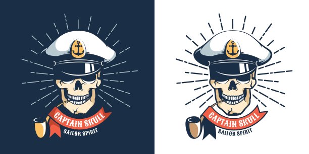 船长骷髅头与管复古图片下载