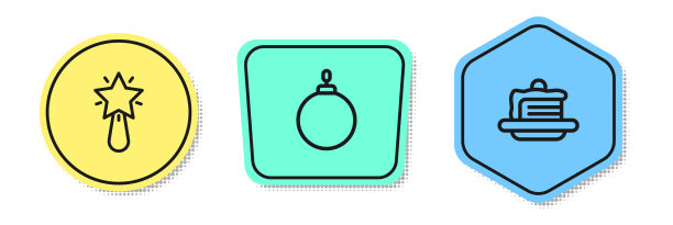 设线圣诞星球和彩色蛋糕图片下载