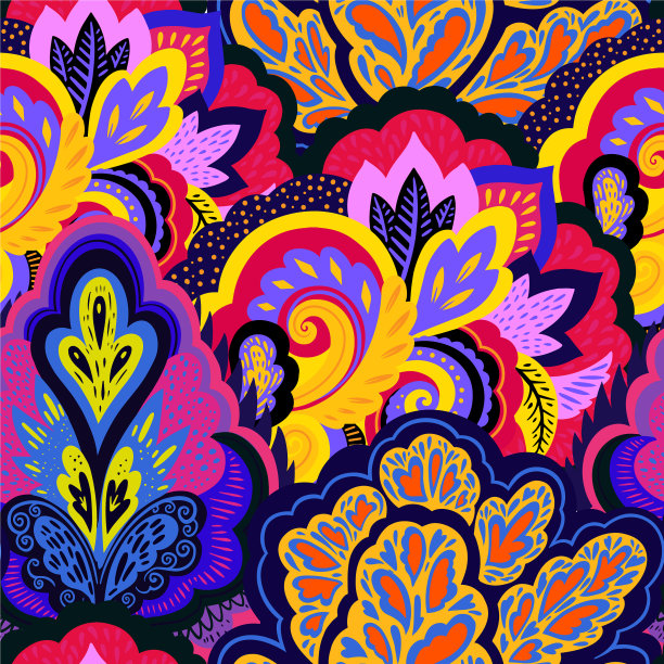 多彩的无缝图案，自然华丽图片下载