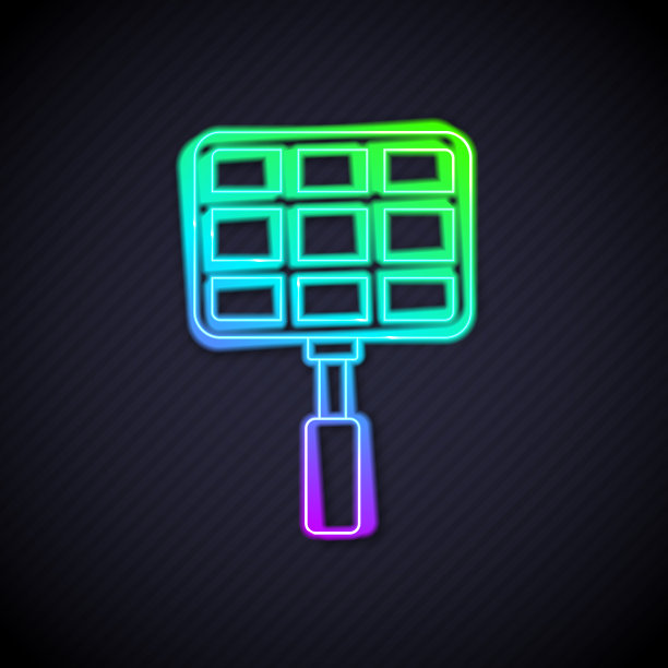 发光的霓虹灯线烧烤钢网格图标图片下载