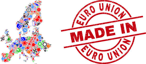 科学马赛克欧洲联盟地图，用垃圾制作图片下载