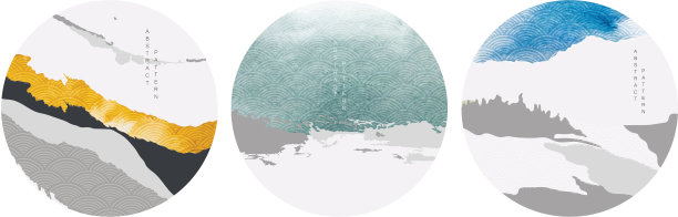 抽象景观背景与日本波浪图片下载