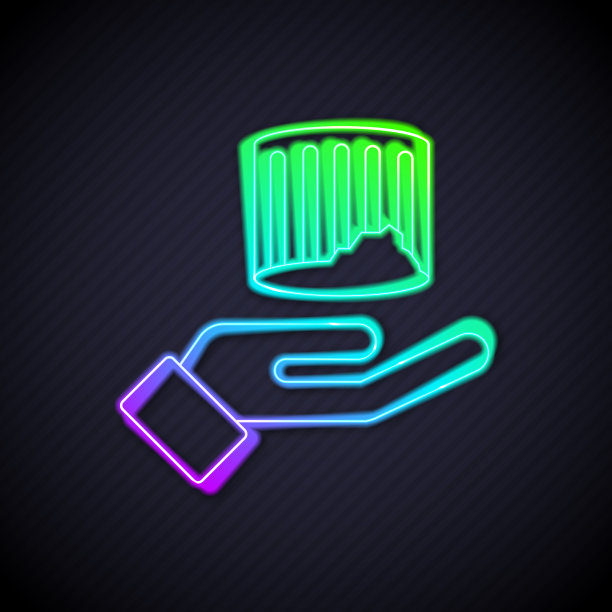 发光的霓虹线古柱图标孤立上图片下载