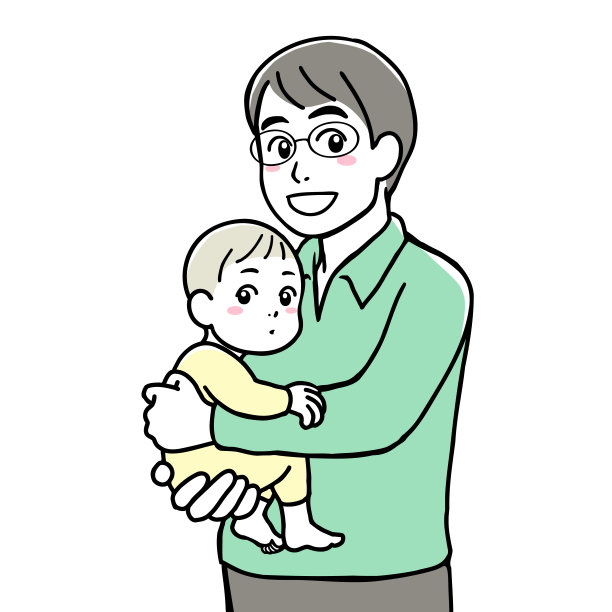 一位微笑的父亲把他的孩子抱在怀里图片下载