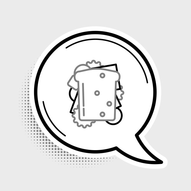 线三明治图标孤立在灰色背景。汉堡图标。汉堡食品的象征。芝士汉堡的迹象。街头快餐菜单。色彩斑斓的轮廓的概念。向量图片下载