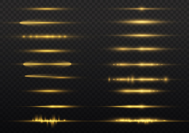 水平光线，闪烁黄色，辉光。图片下载
