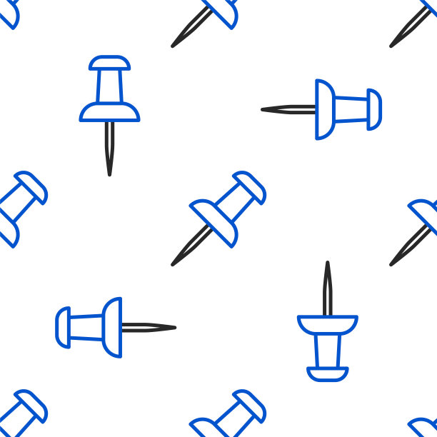 线推引脚图标隔离无缝模式上的白色背景。图钉的迹象。色彩斑斓的轮廓的概念。向量图片下载