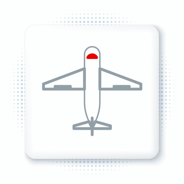 线平面图标隔离在白色背景。交货,运输。空运货物。飞机上有包裹、箱子。色彩斑斓的轮廓的概念。向量图片下载