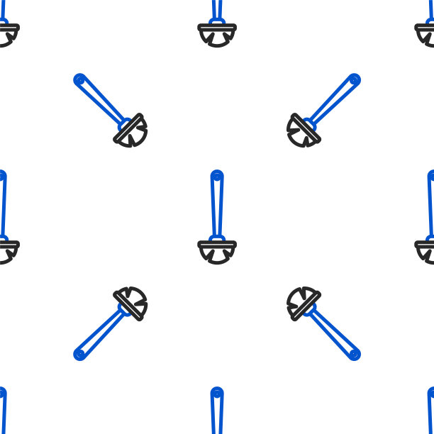 线条马桶刷图标隔离无缝模式上的白色背景。色彩斑斓的轮廓的概念。向量图片下载