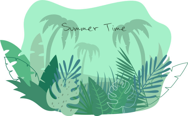 热带夏季海滩背景与棕榈树图片下载