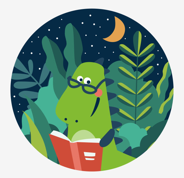 可爱的恐龙看书。有趣的霸王龙图片下载