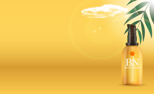 3d逼真的防晒霜瓶上的阳光图片下载