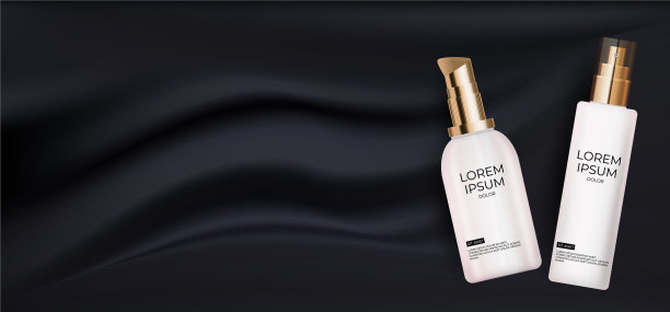 3d现实奶油瓶上的黑色丝绸图片下载