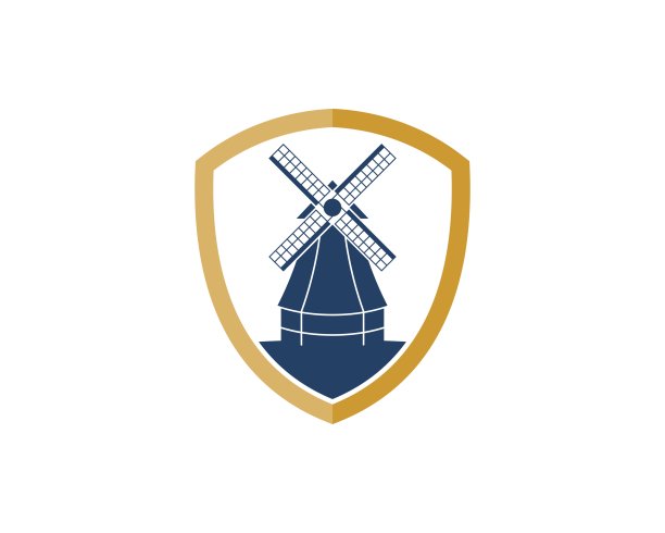 简单的盾牌与风车在农田图片下载