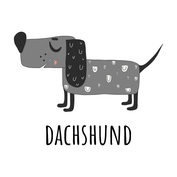 快乐的小猎犬。手绘插图。狗和品种的名字在涂鸦风格。孤立在白色背景上。适合t恤，网站，杯子，海报，明信片。图片下载