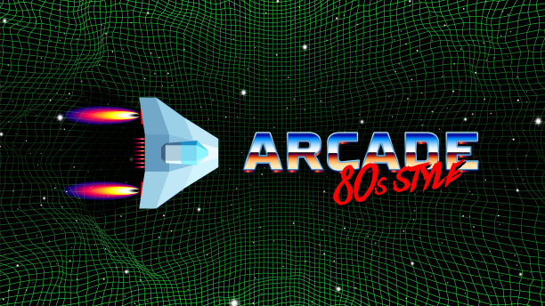 拱廊太空飞船飞越绿色网格走廊或峡谷景观与3D山，80年代风格的合成波或逆波风景景观图片下载