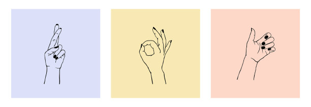 设置女性的手在不同的手势心图片下载