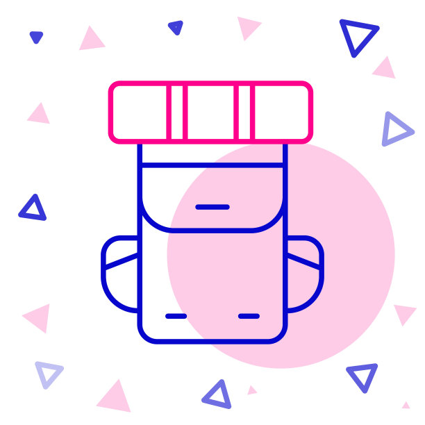 行徒步背包图标孤立在白色背景。野营和登山背包。色彩斑斓的轮廓的概念。向量图片下载