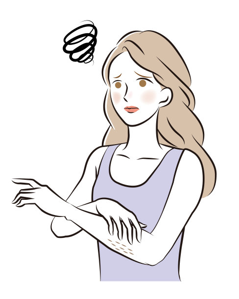 一个关心手臂毛发的女人的插图图片下载