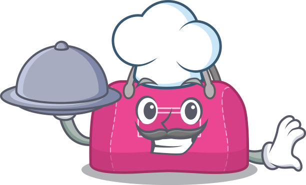 吉祥物设计女运动包厨师上菜图片下载