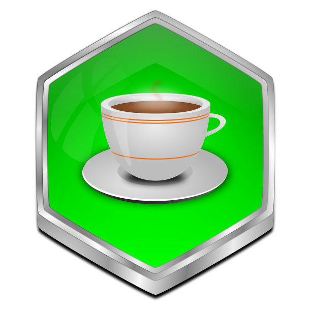 按钮与一杯咖啡- 3D插图图片下载