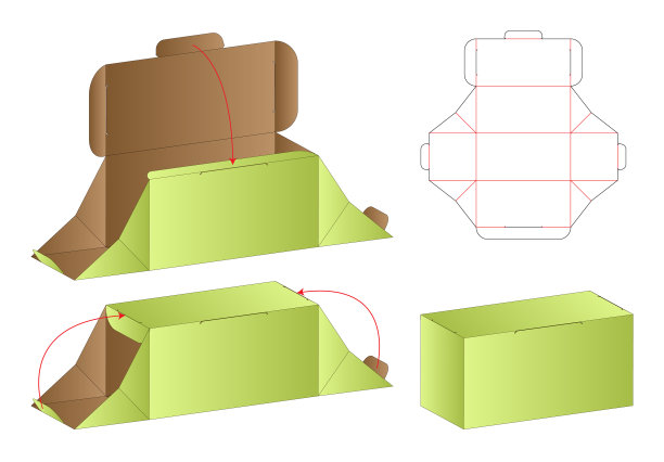 盒包装模切模板设计三维模型图片下载