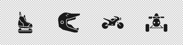 设置溜冰鞋摩托车越野赛摩托车头盔图片下载