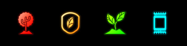 用叶子植物和肥料设置树盾图片下载