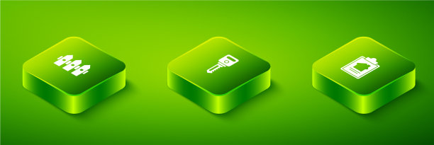 设置等距房屋钥匙合同和花园围栏图片下载