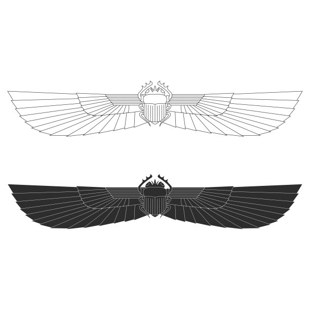 向量单色图标设置与古埃及的符号翼太阳图片下载